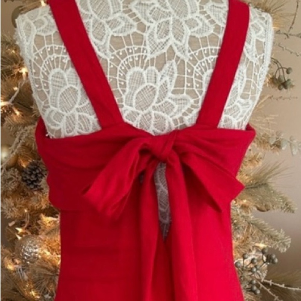 Magashoni Red Ruffled Tiered Dress